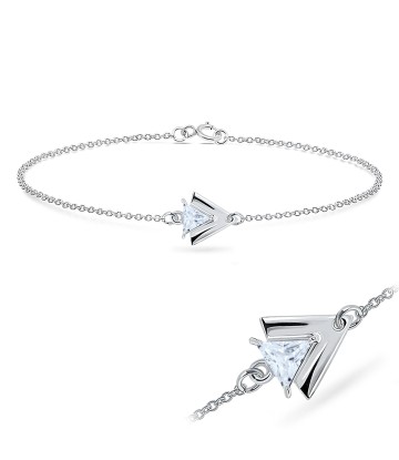 CZ Triangle Silver Bracelet BRS-429